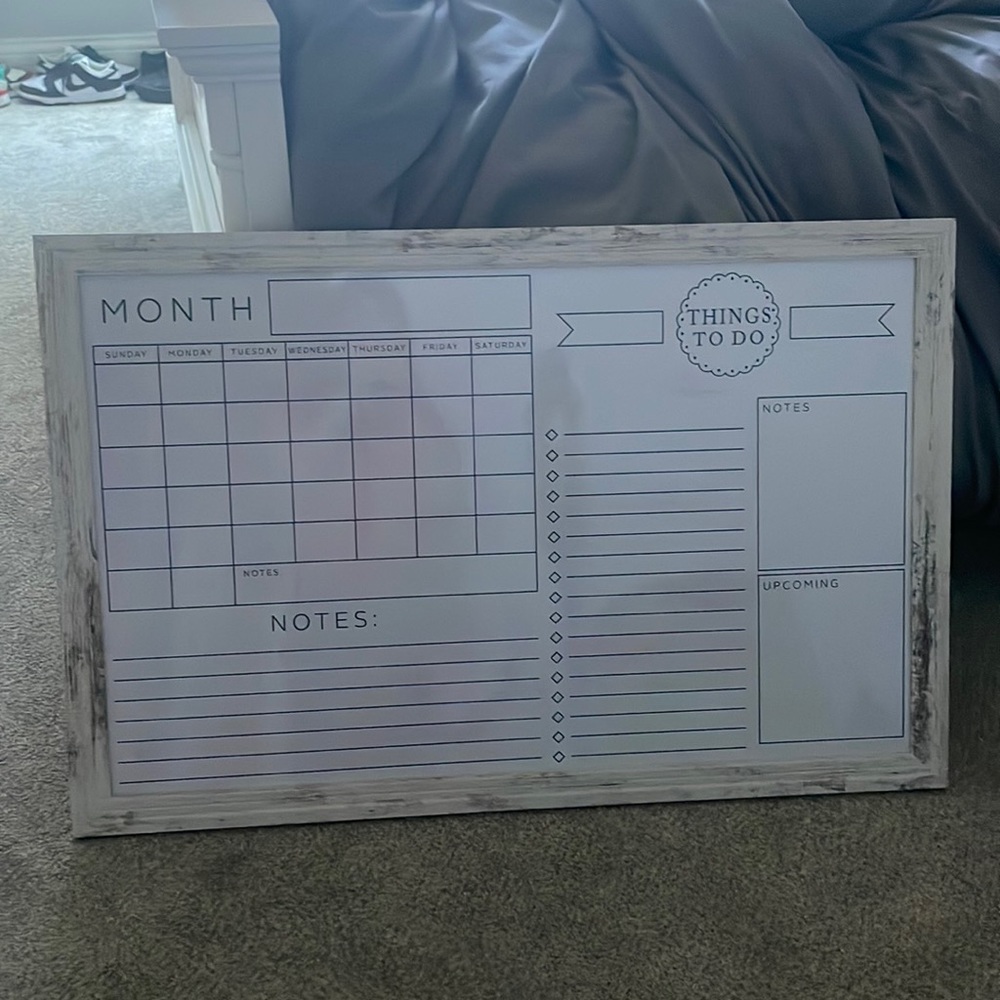 White board month planner